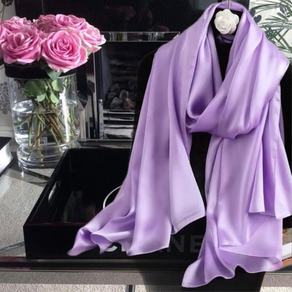Purple 100% SILK SATIN Large Shawl Scarf Wrap Wedding Bridesmaid Cover up - Picture 1 of 5